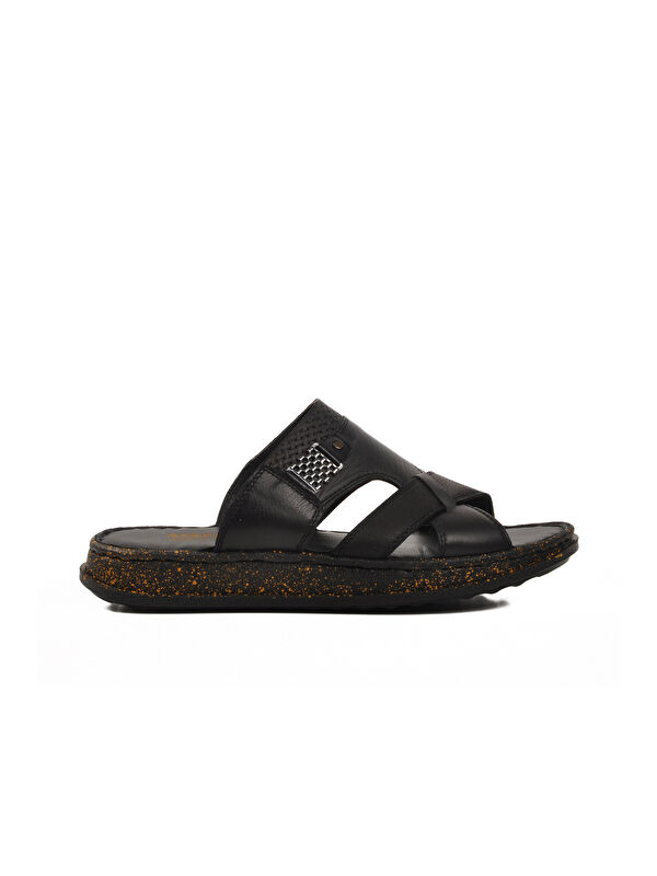 Siyah Hakiki Deri Erkek Terlik 2045 M - Görsel 2