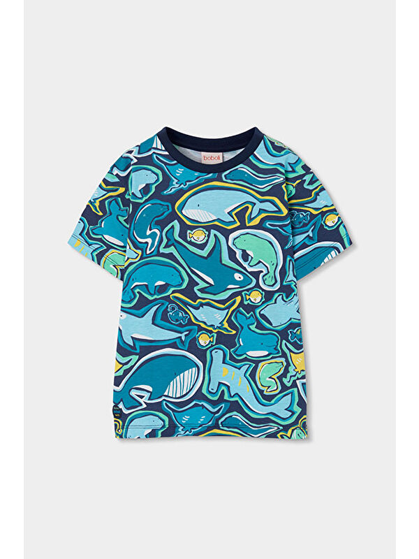 Boboli Deniz Canlıları Desenli Tshirt 2-6 Yaş Mavi