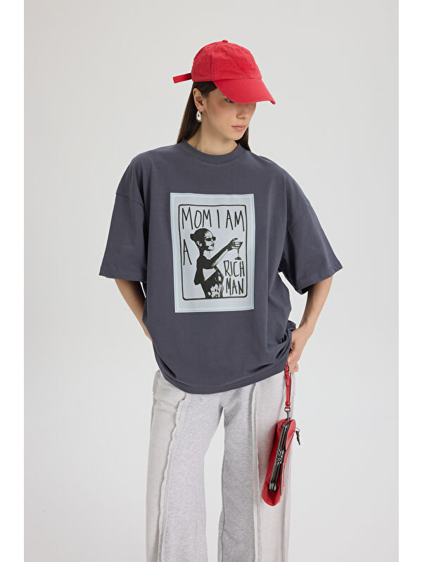Mai Collection Rich Woman Oversize Füme T-Shirt