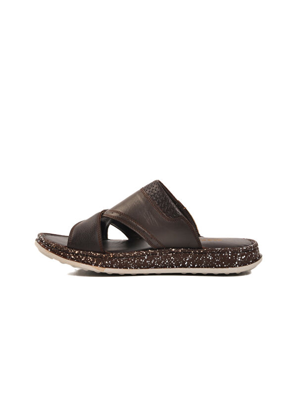 Kahve Hakiki Deri Erkek Terlik 2045 M - Görsel 3