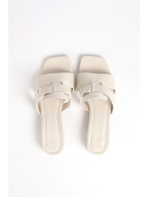 Kadın Deri Ekru Terlik 9760 - Görsel 4