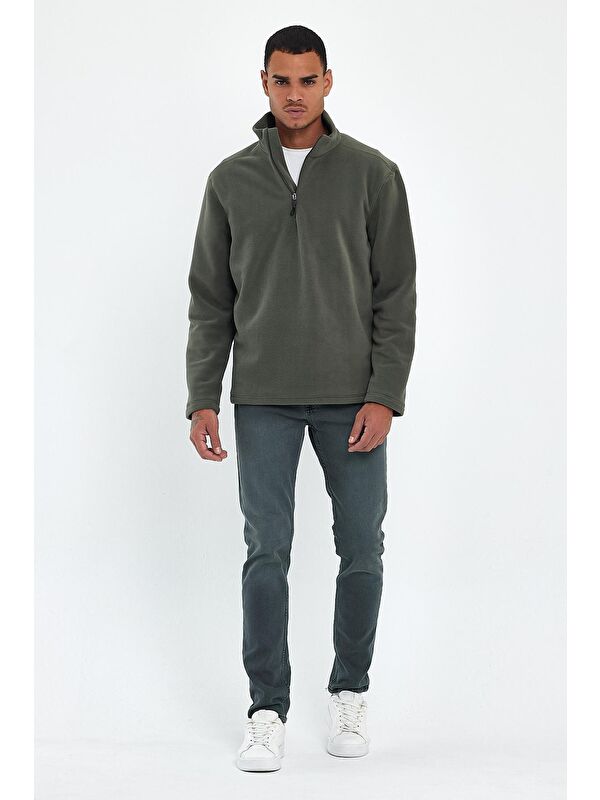 Süperlife Erkek Rahat Kalıp Softech Polar Yarım Fermuarlı Sweatshirt spr24pw20