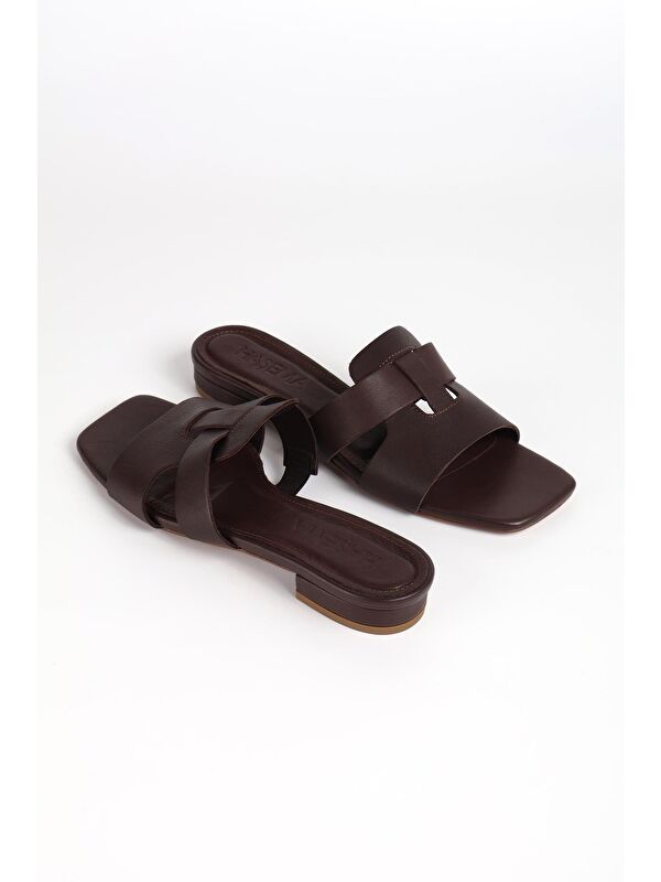 Kadın Deri Kahverengi Terlik 9760 - Görsel 3