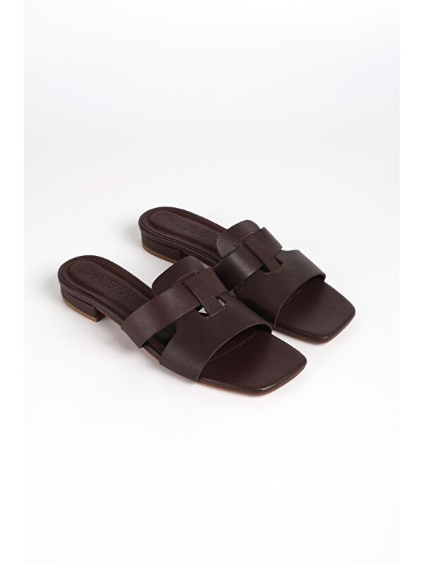 Kadın Deri Kahverengi Terlik 9760 - Görsel 7