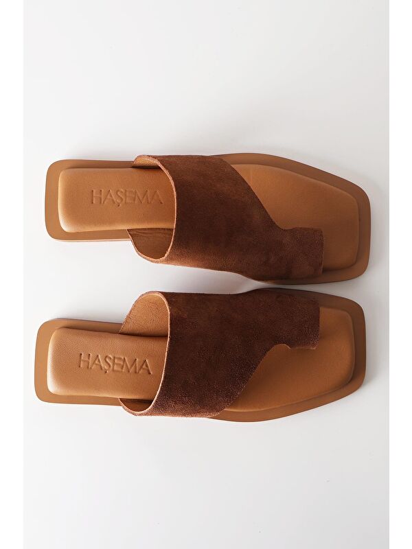 Kadın Süet Kahverengi Terlik 2221 - Görsel 4