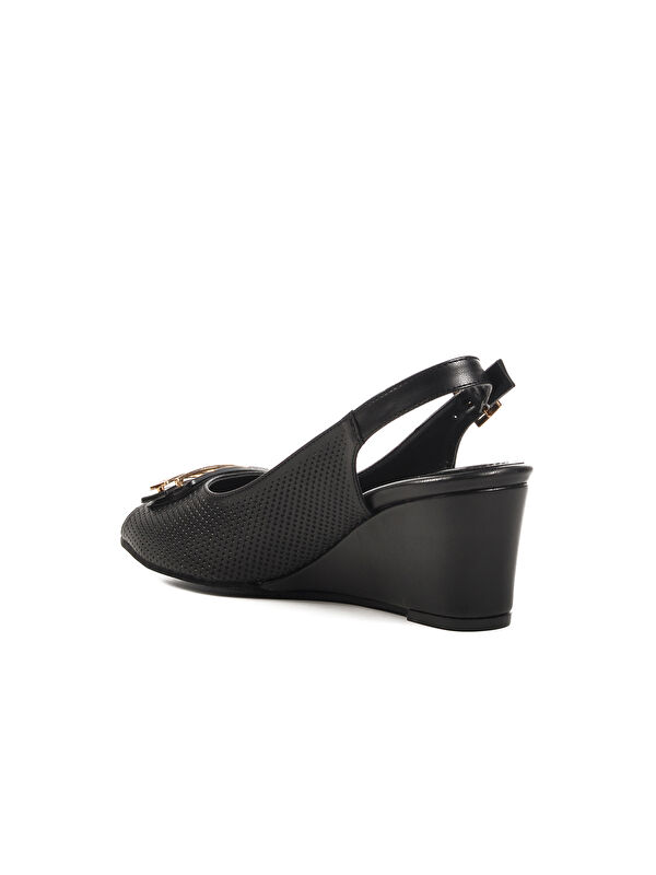 Siyah Dolgu Topuk Kadın Topuklu Ayakkabı 312334 Z - Görsel 5