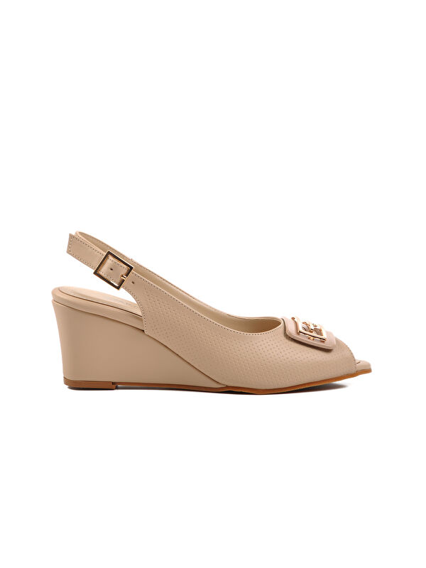 Bej Dolgu Topuk Kadın Topuklu Ayakkabı 312334 Z - Görsel 2