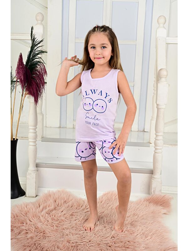 Vitmo Kız Çocuk Askılı Pijama Takımı Always Smile Somon