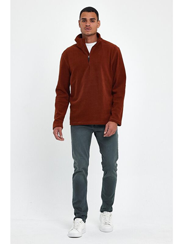 Süperlife Erkek Rahat Kalıp Softech Polar Yarım Fermuarlı Sweatshirt spr24pw20