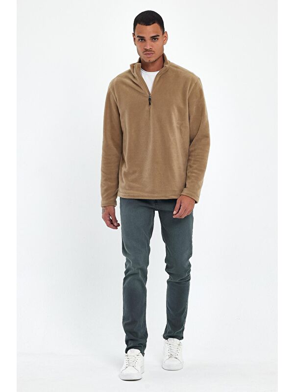 Süperlife Erkek Rahat Kalıp Softech Polar Yarım Fermuarlı Sweatshirt spr24pw20