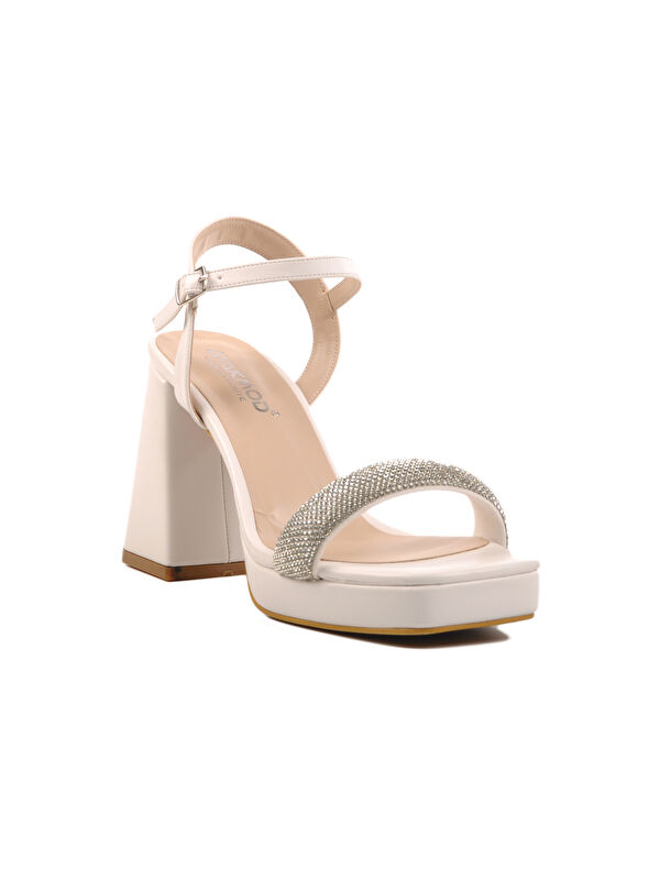 Beyaz Platform Topuk Kadın Topuklu Ayakkabı 336535 Z - Görsel 4