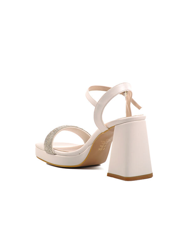 Beyaz Platform Topuk Kadın Topuklu Ayakkabı 336535 Z - Görsel 5