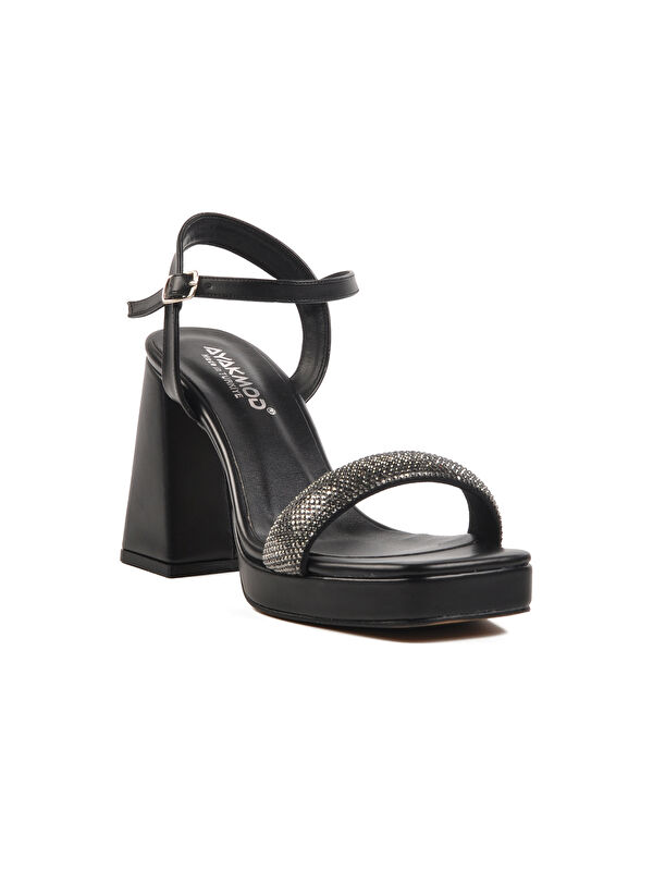 Siyah Platform Topuk Kadın Topuklu Ayakkabı 336535 Z - Görsel 4