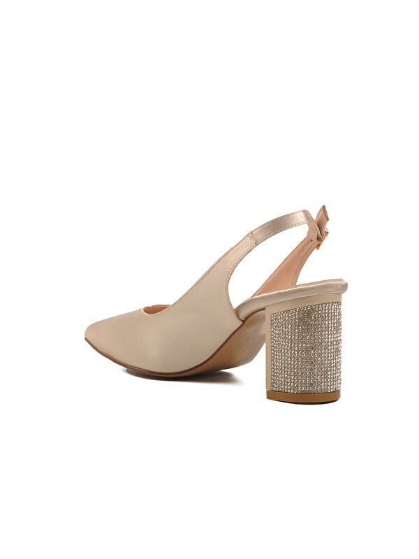 Altın Kalın Topuk Kadın Topuklu Ayakkabı 357128 Z - Görsel 5