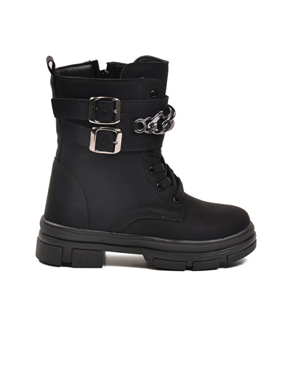 Ayakmod Siyah Ayakmod İçi Polarli Kaymaz Taban Kız Çocuk Bot G-1001 F Zncr