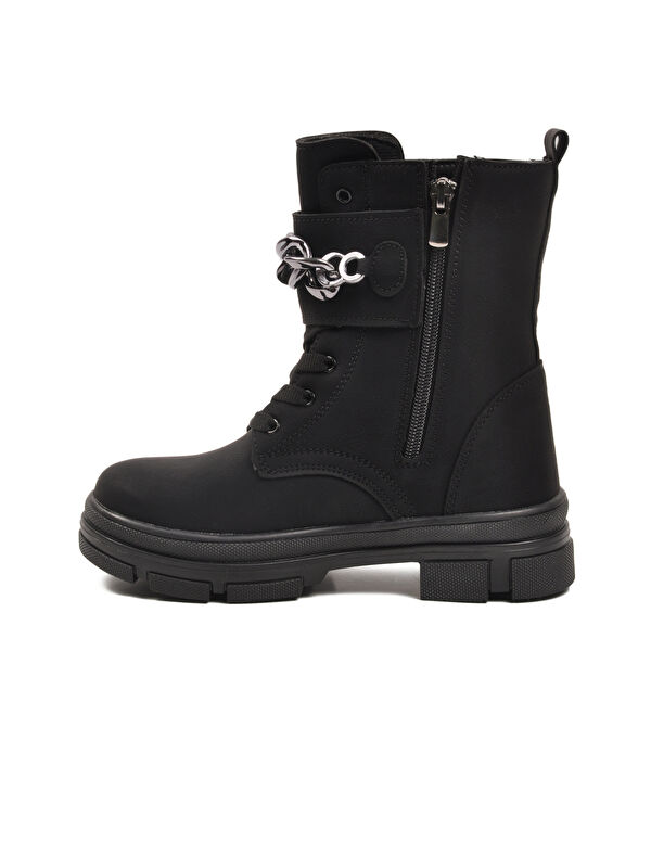 Ayakmod Siyah Ayakmod İçi Polarli Kaymaz Taban Kız Çocuk Bot G-1001 F Zncr