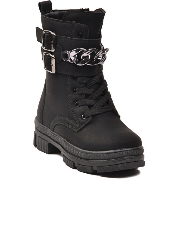 Ayakmod Siyah Ayakmod İçi Polarli Kaymaz Taban Kız Çocuk Bot G-1001 F Zncr