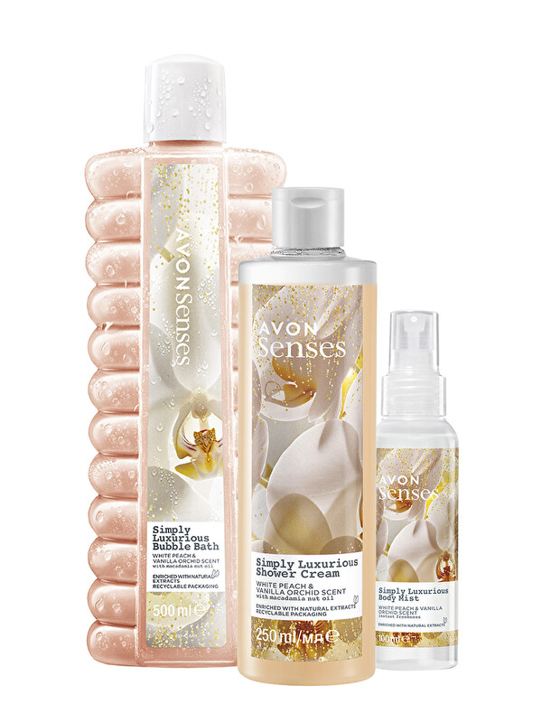 AVON Luxurious Beyaz Şeftali ve Vanilya Orkide Kokulu Banyo Paketi