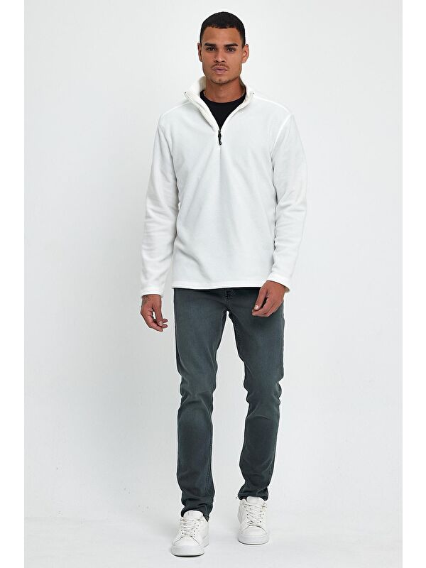 Süperlife Erkek Rahat Kalıp Softech Polar Yarım Fermuarlı Sweatshirt spr24pw20