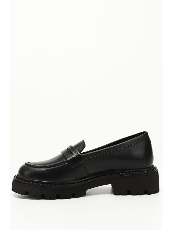 Gonderi(r) Mor Gonderi(r) Kalin Kadın Topuklu Hakiki Deri Loafer Ayakkabı