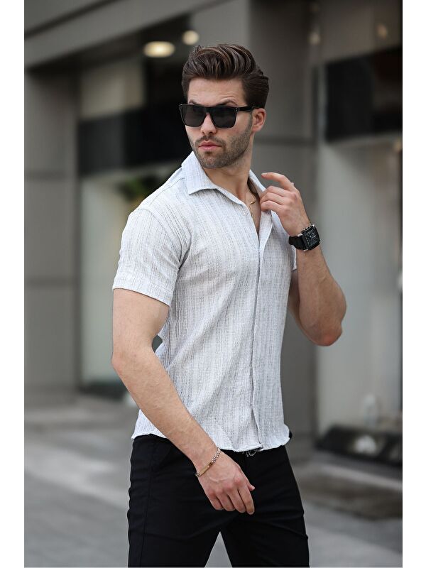 Comstar Erkek Yazlık Elastanlı Slim Fit Gömlek Yaka Kısa Kollu Gömlek