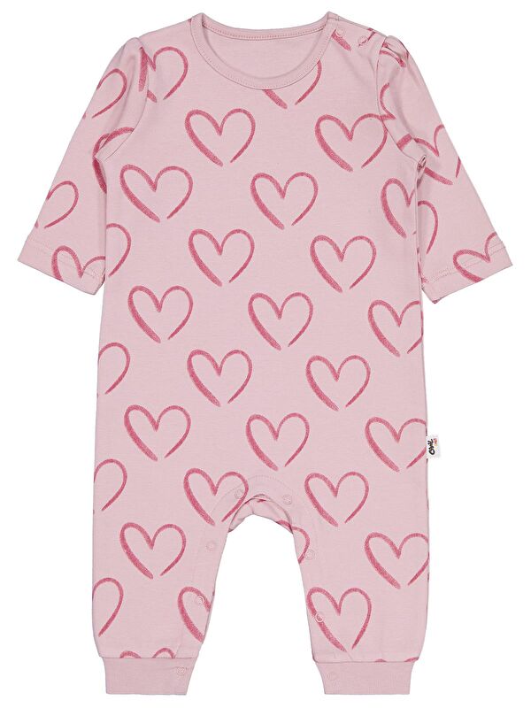 Civil Baby Tramlı Kalp Empirme 6-18 Ay Tulum - Pembe 6-9 Ay