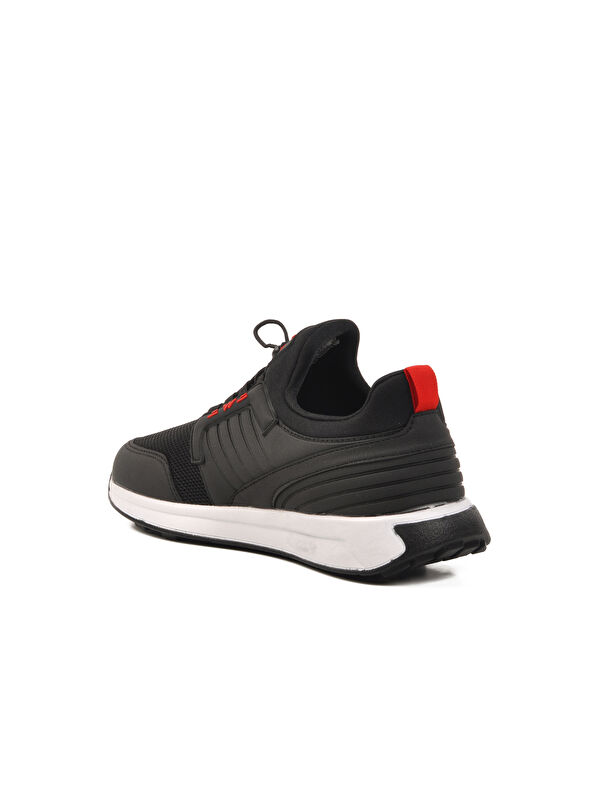 Siyah Beyaz Fileli Kilit Bağcıklı Erkek Spor Ayakkabı Canis M - Görsel 5