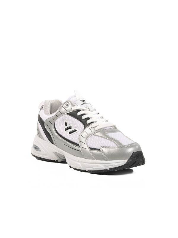 Beyaz Siyah Fileli Erkek Spor Ayakkabı Run M - Görsel 4