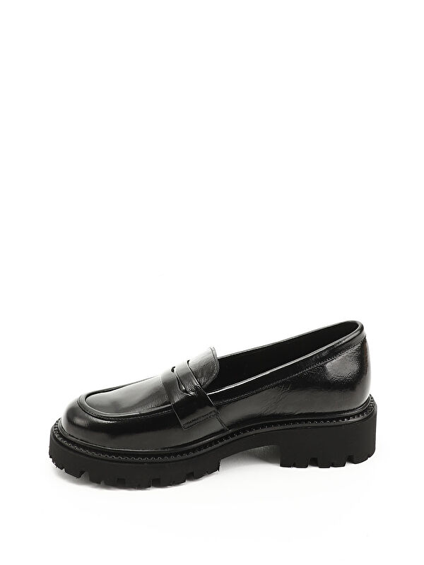 Gonderi(r) Mor Gonderi(r) Kalin Kadın Topuklu Hakiki Deri Loafer Ayakkabı