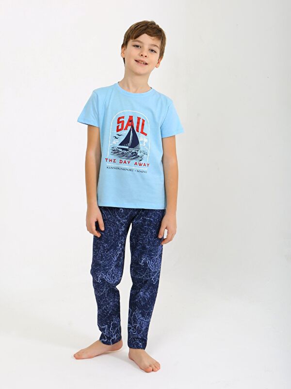 Vitmo Erkek Çocuk Kısa Kollu %100 Pamuklu Pijama Takımı Sail