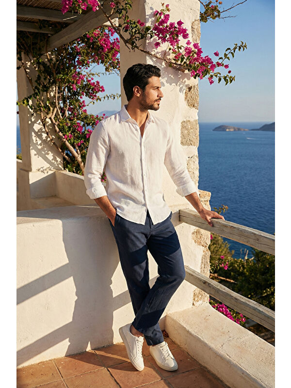 Buratti Keten Regular Fit Normal Bel Düz Paça Pantolon CF26S6110228