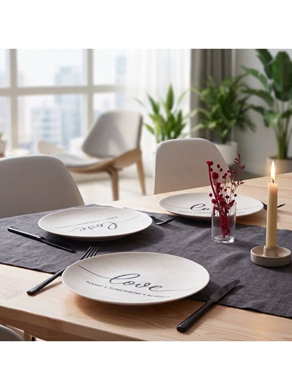 GÜRAL PORSELEN Camelia 4 Parça 25 Cm Servis Tabağı 25342