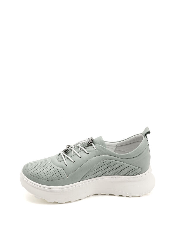 Kadın SU YEŞİLİ Lastik Bağcıklı Comfort Hakiki Deri Sneaker - Görsel 4