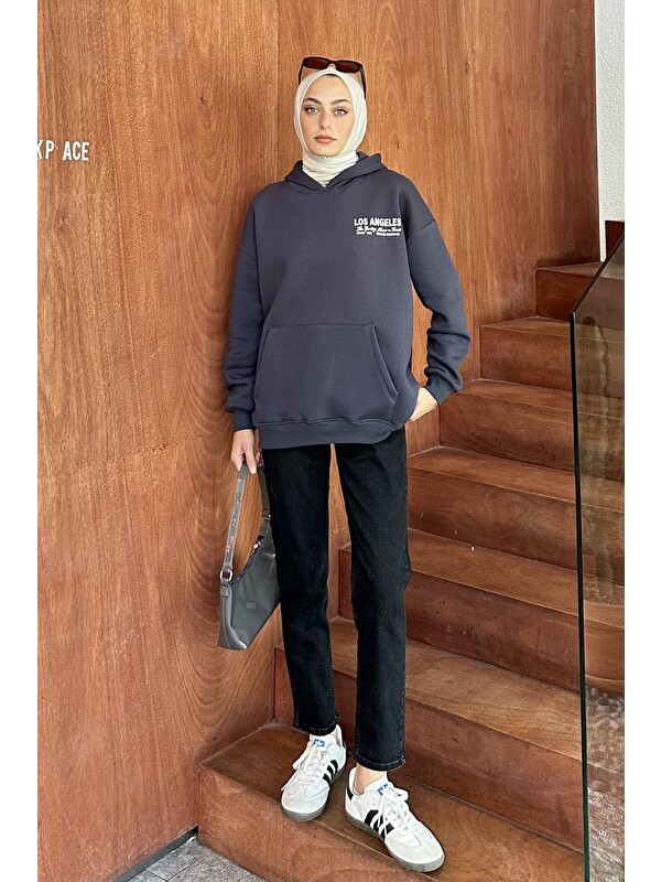 Lamelif Los Angeles Baskı Detaylı  Sweat Füme