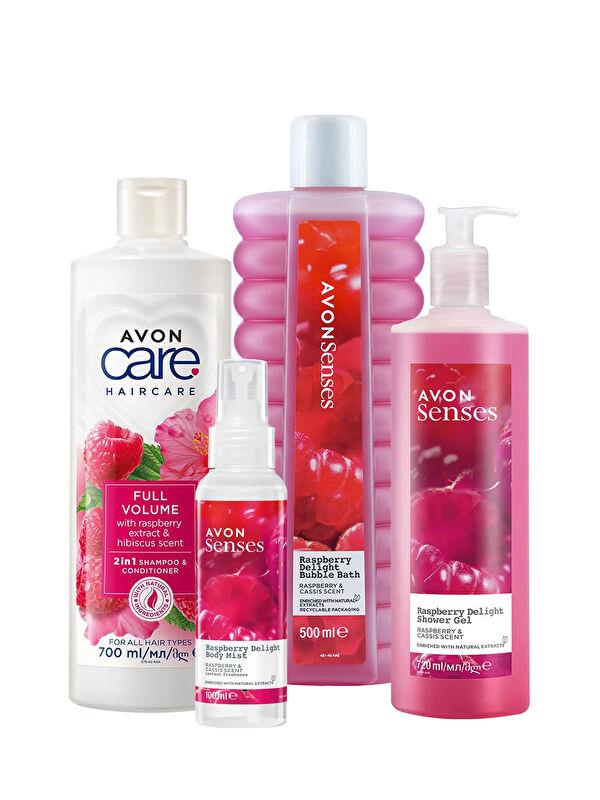 AVON Frambuaz ve Frenk Üzümü Kokulu Banyo Paketi ve Şampuan Seti