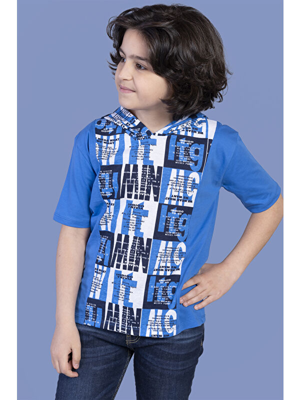 Toontoykids Erkek Çocuk Kapüşonlu Yazı Baskılı Tişört