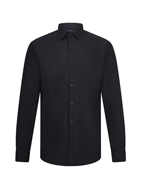 Hatemoğlu Siyah Comfort Fit Slim Yaka Uzun Kollu Gömlek