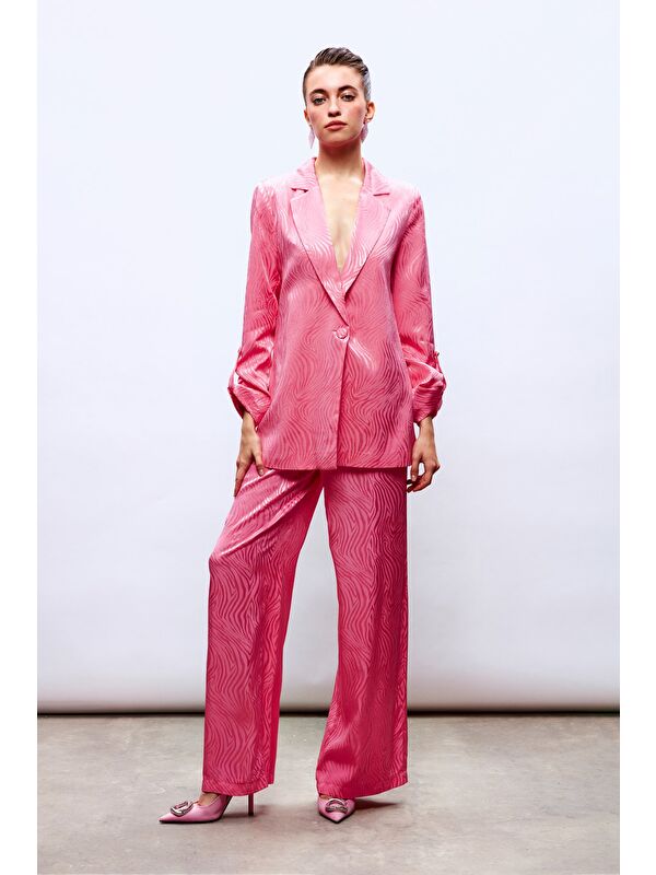 SATEEN Saten Desenli Pantolon - Pembe