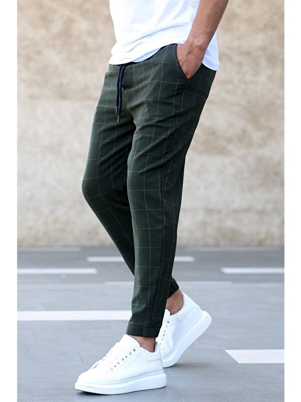 Madmext Ekoseli Haki Jogger Mad4081