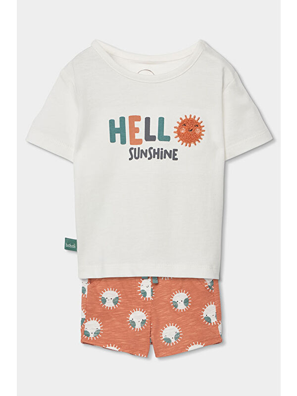 Boboli Hello Desenli 2li Takım 6-24 Ay Beyaz