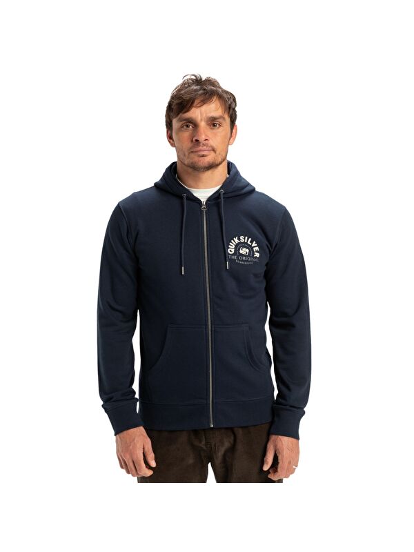 Quiksilver Graphic Mix Hoodie Zip Mavi Erkek Fermuarlı Sweatshirt Hırka