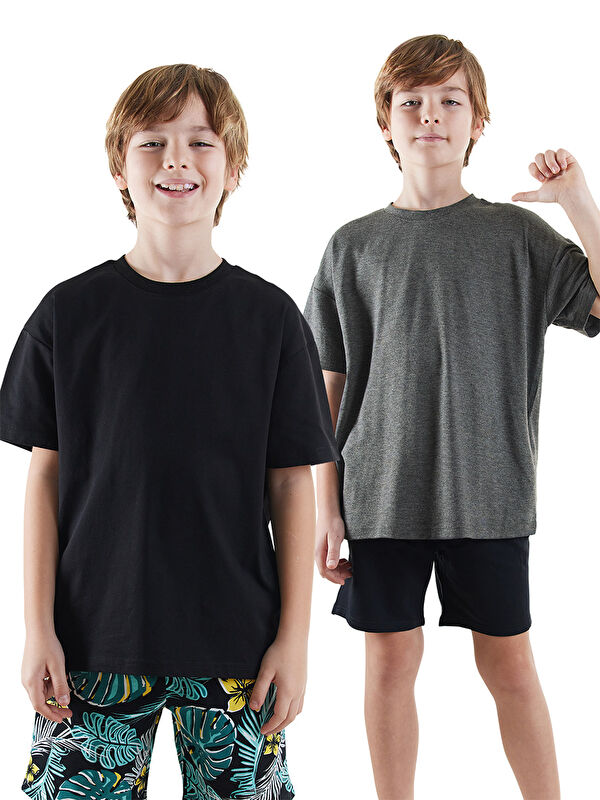 Denokids Erkek Çocuk Basic Oversize 2'li Tişört Takım