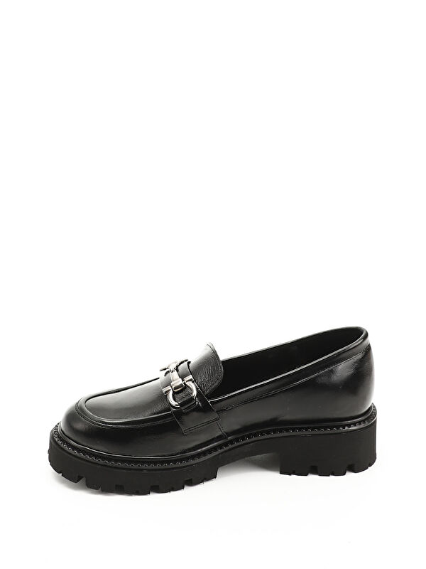 Gonderi(r) Kahverengi Gonderi(r) Orta Kalin Kadın Topuklu Tokalı Hakiki Deri Loafer Ayakkabı