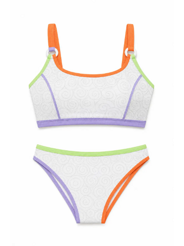 C&City Renkli Biyeli Bikini Takım 3279 Beyaz
