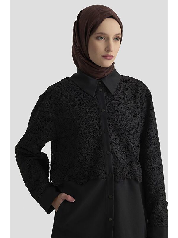 ARMİNE Dantel Allerli Kap 25K7924 Siyah