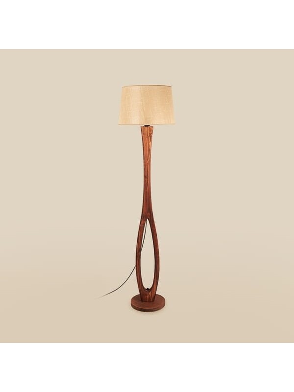 Evidea Lighting Ahşap Oval Lambader - Krem - 158 cm