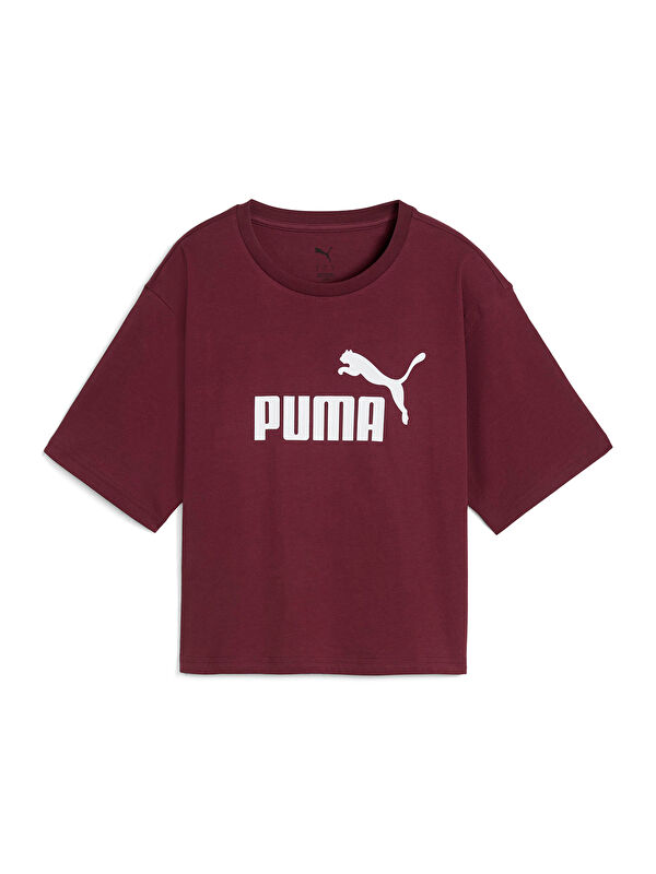 Puma Essentials Cropped No 1 Logo Kadın Bordo Tişört