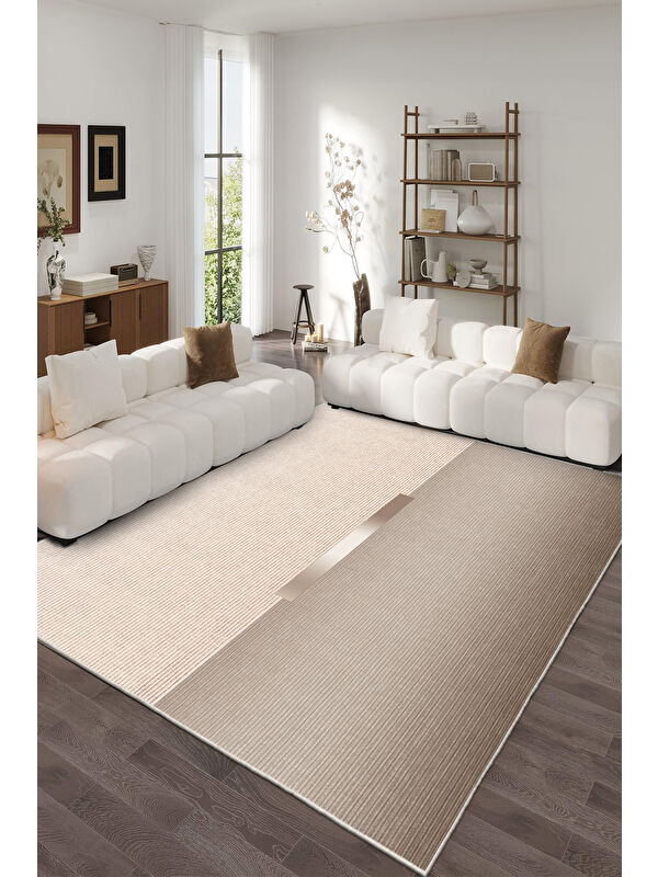 Homefesto Dekoratif Özel Tasarım Yıkanabilir İnce Kaymaz Tabanlı Modern Halı KECE FR45