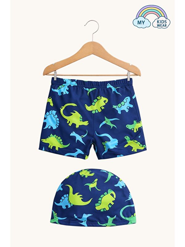 My Kids Wear Erkek Çocuk Desenli Deniz Şortu ve Bone Takımı 12686