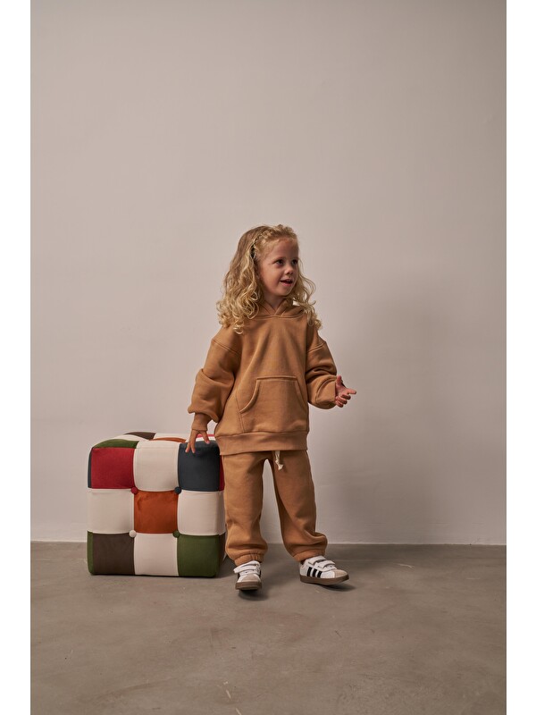 Oh La La Koala For Little Ones Sütlü Kahve Çocuk Kanguru Cepli Oversize Eşofman Takımı